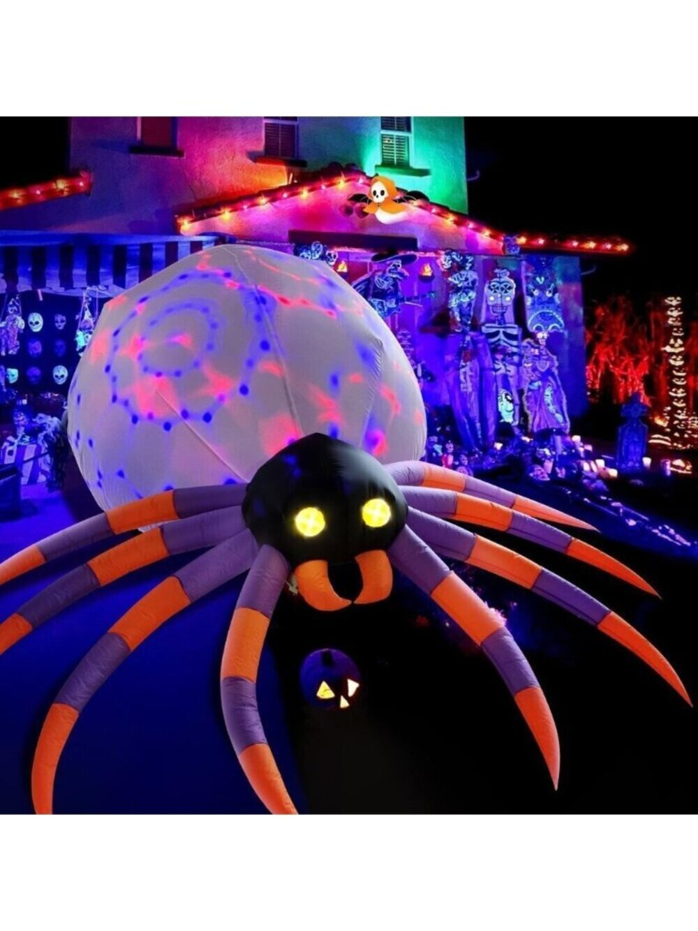 DomKom Giant 16FT Halloween Inflatable Decorations Spider Magic LED Lights